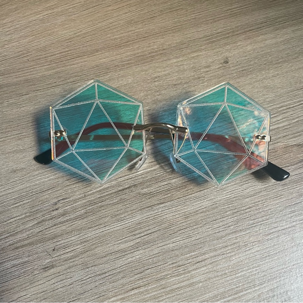 Iridescent Odesza Icosahedron Glasses